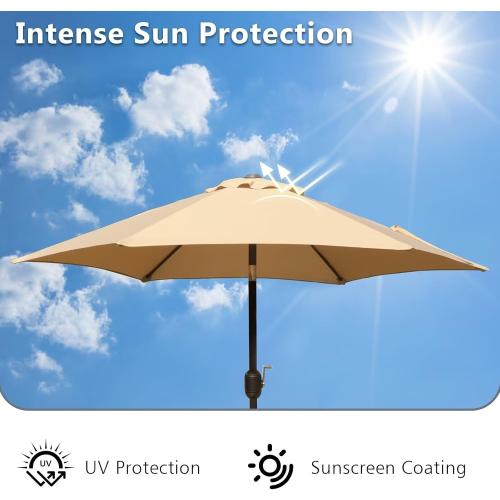 Beige 7.5Ft Patio Umbrella Replacement Canopy Market Yard Sunshade Umbrella Top Cover 7.5Ft
