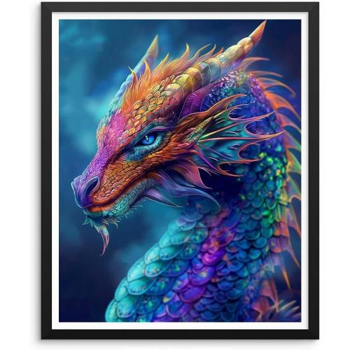 Natuyalo Paint by Numbers Kits for Adults Colorful Dragon Paint by Number for Adults Beginner Animal Drawing Paintwork with 3 Paintbrushes Acrylic Canvas Painting 16x20 Inch