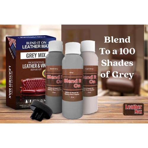 Leather Repair Kit, for Furniture, Jacket, Sofa, Car Seat, Boots, Easy Instructions to Match Colors, Restore Any Material No Mixing Chart Needed (Grey Mix)