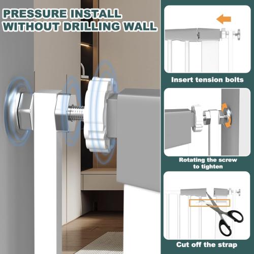 51.18 Extra Tall Cat Gate for Doorway 29.6-32.6 Width,Tall Baby Gate Cat Gate Extra Wide Cate Gate Safety,Extra Narrow Auto-Close for Indoor Stairs, Doorways, and Kitchen