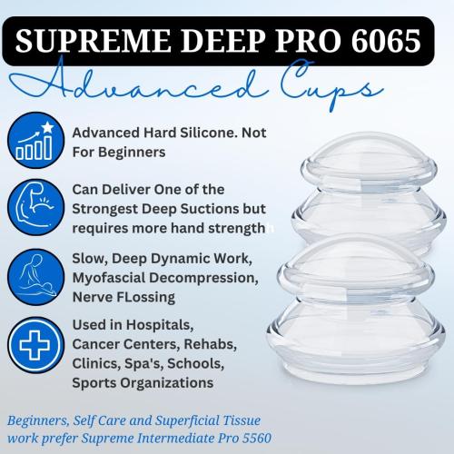 Cupping Warehouse Advanced (Hard) Supreme 2 X Large DEEP PRO 6065 Professional Cupping Therapy Set- Myofascial Cupping Set- Harder Silicone Cupping Set- Cupping Set Massage Therapy Cups