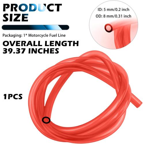 Motorcycle Fuel Line Hose with 5mm ID & 8mm OD,Portable Dirt Bike Fuel Line Hose for Fuels Transportation,Small Engine Fuels Lines Motorcycle Accessories for Motorcycles,Dirt Bike (Red)