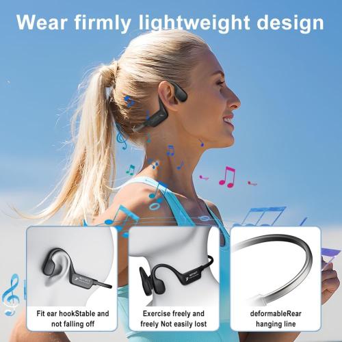 Bone Conduction Headphones, Open Ear Bluetooth 5.4 Headset with Mic