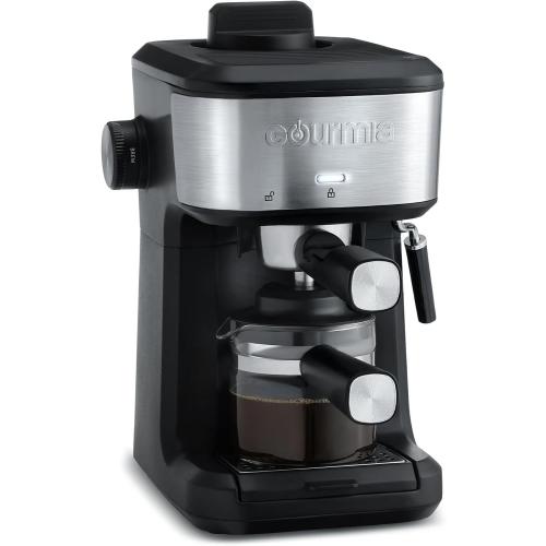 Gourmiia 4-Shot Steam Espresso Maker, Compact Espresso Machine, Cappuccino & Latte Maker with Frothing Wand, Glass Carafe, Coffee Maker Brews with Steam❗MAY HAVE MISSING PIECES/NEEDS CLEANING ❗