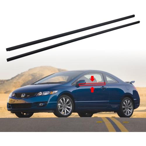 2Pcs Weatherstrip Window Moulding Trim Seal Belt Compatible with 2006-2011 Honda Civic Coupe 2D Replace# 72410-SVA-A01ZA 72450-SVA-A01ZA