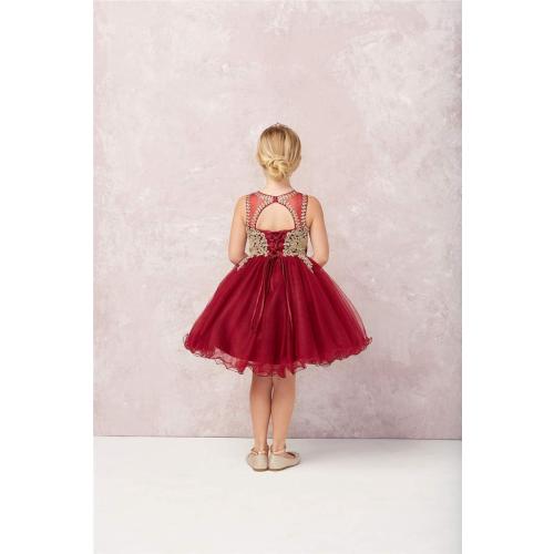 TIP TOP KIDS Flower Gold Lace Appliques Pageant Dress  (  SIZE 18M )