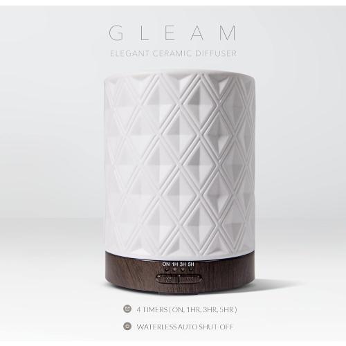 Earnest Living Essential Oil Diffuser for Large Room White Ceramic 250ml Aromatherapy Diffuser with 4 Timers 7 Night Lights and Auto Off Function for Home Gift