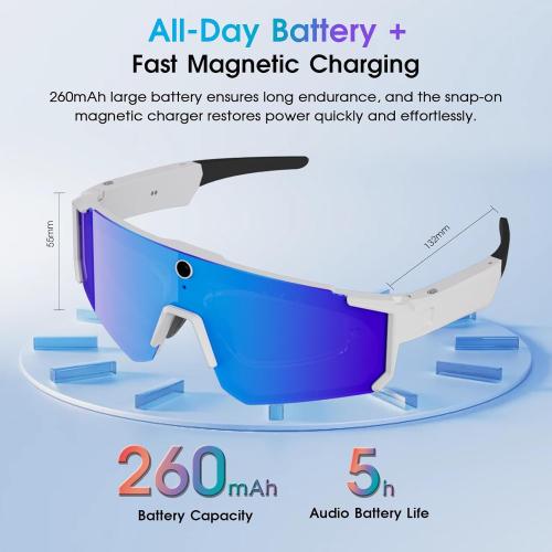 AI Smart Glasses with Camera 4K, Bluetooth Sunglasses for Outdoor Sports