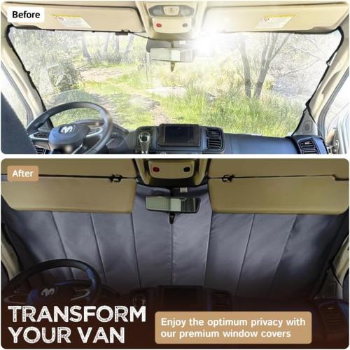 Living in a Bubble Insulated Blackout Window Covers for RAM Promaster 2014-Current (Windshield 2014-Current)