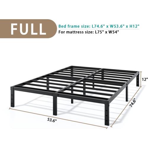 Metal Bed Frame Full Size - 12 Inch Heavy-Duty Full Platform Bed Frame No Box Spring Needed, Easy Assembly, Noise-Free, Sturdy Mattress Foundation, Underbed Storage Space