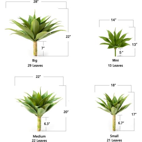 Velener Artificial Agave Plant,18 Inch, Faux Aesthetic Plants for Home Decor, Realistic UV Resistant Fake Agave Plants Without Pot, Set of 1