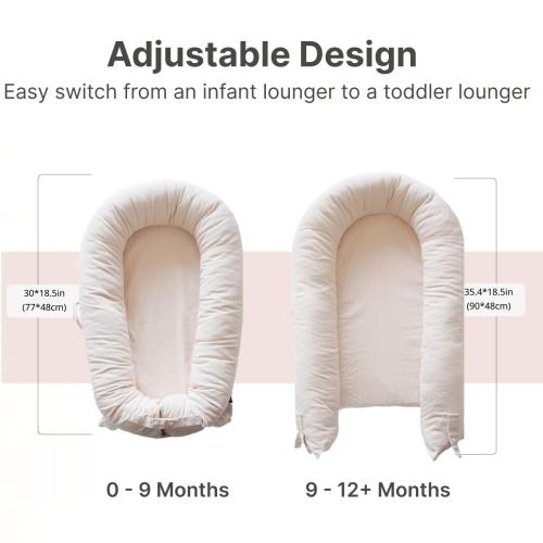 Deluxe Infant Lounger, Baby Nest Cover for Baby Girls & Boys, Newborn Essentials for Baby 0-12 Months, 100% Cotton (CreamyWhite   Play Arch)
