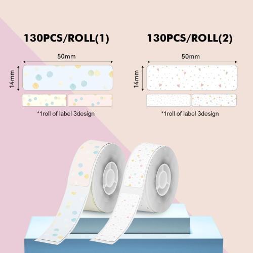 Label Maker Tape for D11/D110/D101 Printer, 2 Rolls Waterproof Adhesive Labeling Refill Paper for Niimbot D Serises Printer, 14×50mm(Heart Dot)