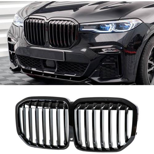 MAXDOM Replacement Front Upper Grill Fit for BMW (2019-2022) X7 G07 – Gloss Black Single Slat ABS Grille