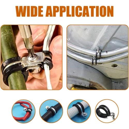 ISPINNER 36pcs 3/4 Inch Stainless Steel Cable Clamp, Rubber Cushioned Insulated Clamp, Metal Clamp, Tube Holder for Tube, Pipe or Wire Cord Installation (3/4 Inch)