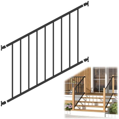 Modular 1 Pack 4ft x 36in Aluminum Deck Railing Kits for Stairs, AAMA 2604–Grade Textured Matte Black Porch Railing Kit, Decking Railings for Outdoor Decks and Porches