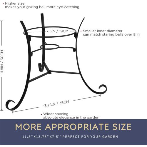 12 Tall Iron Gazing Ball Stand, Classic Stylelish Garden Hardware Metal Holder for 8/10/12-Inch, Strong and Durable Handmade Gazing Globe Display Stand Decoration for Outdoor, Home, Yards
