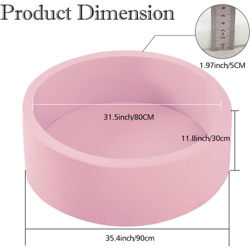 Ball Pit for Toddlers, 35.4x 11.8 Foam Ball Pits, Indoor Soft Round Baby Playpen for Children, Ideal Gift for Toddlers, Pink, (Balls not Included)