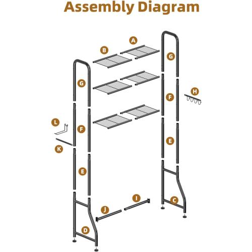 Simple Trending Over The Toilet Storage Rack, Metal 3 Tier Bathroom Organizer Shelf with Paper Holder and 3 Hooks, Freestanding Shelf Space Saver Above Toilet,Black‼️shelf covers not included may be missing hardware, small scratches‼️