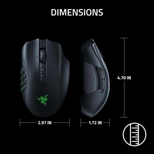 Razer Naga V2 Pro Wireless MMO Gaming Mouse: 19 1 Programmable Buttons w/Swappable Side Plates - HyperScroll Pro Wheel - Focus Pro 30K Optical Sensor - Optical Mouse Switches Gen-3-300 Hr Battery