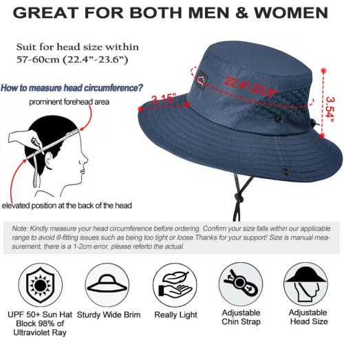Sireck Fishing Hat, UPF50  Wide Brim Sun Hat for Men Women, UV Protection Hiking Beach Bucket Hats Summer Safari Hat