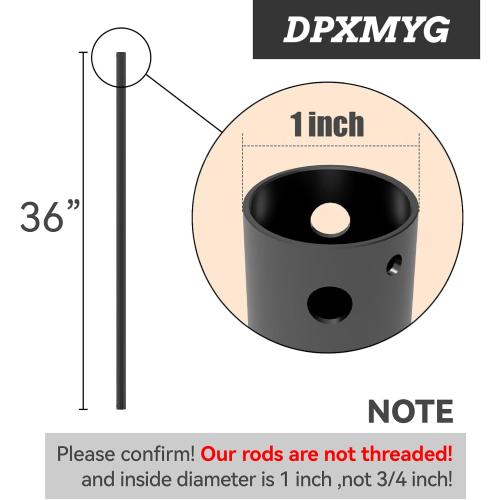 36 inch Ceiling Fan Downrod, 3 FT Black Downrod for Ceiling Fan, 1 inch Outside Diameter, Boom Suitable for a Wide Range of Fans (Black, Not Threaded)