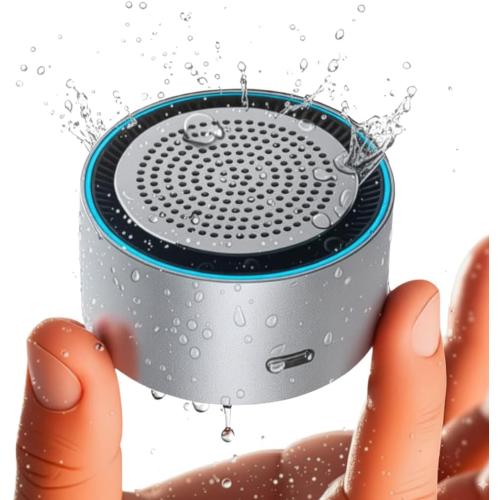 MagSound MagBeat Bluetooth Speaker with Magnetic Wireless Charger (Titanium), Portable Stereo Sync TWS, Booming Bass, Up to 10H, IPX7 Waterproof, Gift for Men