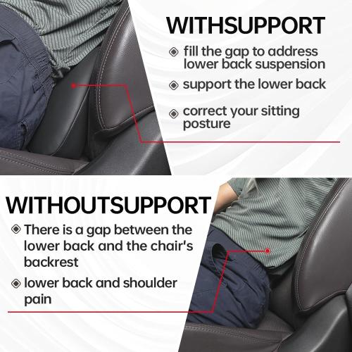 1p Memory Foam Lumbar Support Pillow for car Lower Back Pain Relief - Back Cushion for Driving, Chair Support for Car-Office Chair（Black）