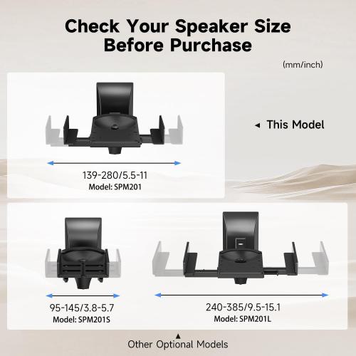 suptek Speaker Wall Mounts, Dual Speaker Stands for Surround Sound Speakers, Universal Bracket, Tilt Swivel Shelves Up to 55lbs Black (2 Pack)