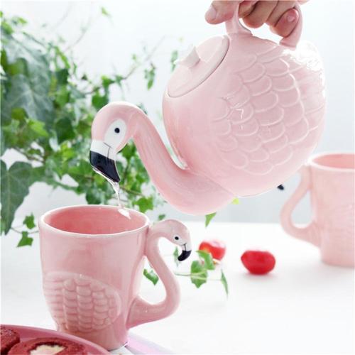 Flamingo Ceramic Coffee Mug, Pink Tea Cup, 15 oz