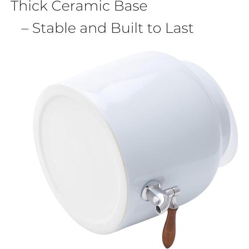 Ceramic Water Dispenser for 5 Gallon Bottle – Crock Water Dispenser with Durable Stainless Steel Faucet, Ideal for 3 to 5 Gallon Jugs, Classic Porcelain Water Crock Design for Home or Office Use