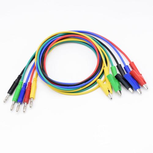 2  piece 14AWG Heavy Duty Test Leads 4mm Banana Plugs to Alligator Clips Flexible Cable Wire Set for Multimeter Electrical Testing 5 Colors 3 Feet
