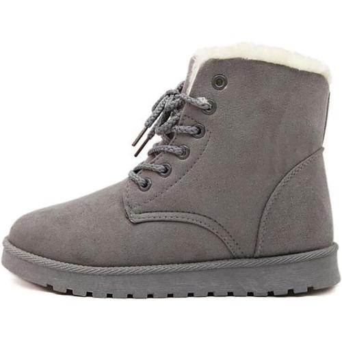 Womens Winter Snow Boots Warm Fur Lined Ankle Boots Classic Fashion Suede Lace Up Booties Casual Anti-Slip Outdoor Comfortable Booties Shoes for Women