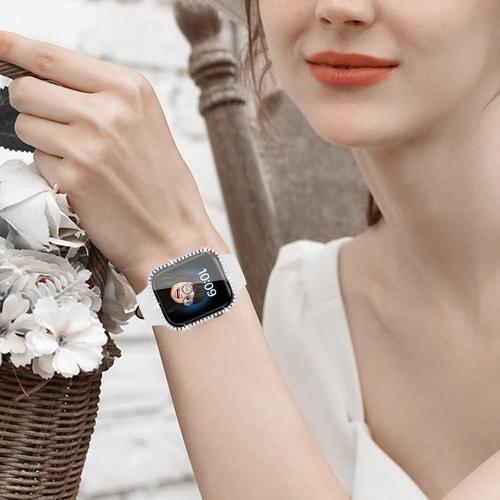 4 Pack Bling Case for Apple Watch Series 11 (2025) Series 10 42mm, Glitter Rhinestone Diamonds Protective Case with Tempered Glass Screen Protector Cover for iWatch Series 11/10 42mm for Women