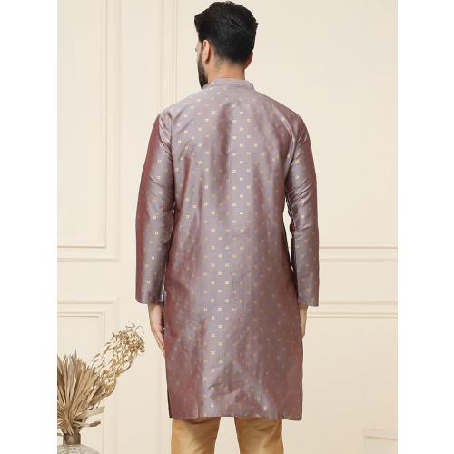 Size Medium 38 Color Brown Sojanya (Since 1958 Men'S Silk Blend Printed Only Long Kurta