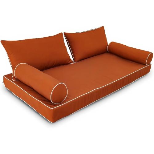Outdoor Daybed Cushion Cover Twin,Daybed Mattress Bolster Pillow Fitted Sheet Cover,Twin Size Outdoor Daybed Cushion Covers (Spice Orange, 75 * 39 * 6in)