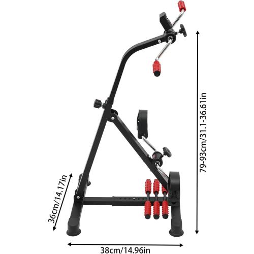 Pedal Exerciser Bike, Hand Arm Leg and Knee Peddler Adjustable Fitness Equipment for Seniors w/LCD Screen Display, Home Pedal Exercise Bike for Total Body, Black
