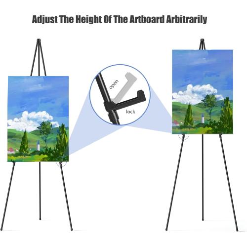 Easel Stand for Sign, Aredy 63 Portable Painting Easel, Lightweight Metal Easels for Painting Canvas, Wedding Sign (2 Pack)