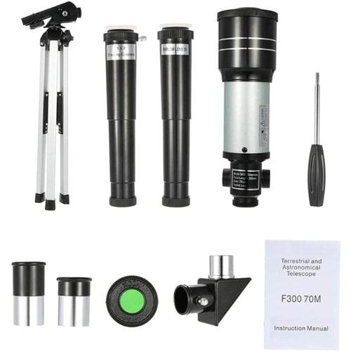 Professional Monocular Astronomical Telescope Outdoor Telescope Refractive Monocular F30070M 150X Travel with Portable Tripod