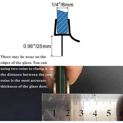 Frameless Shower Door Bottom Seal with Drip Rail 1/4 Thick Glass 27.5 Long Sweep - Glass Door Seal Strip Stop Shower Leaks