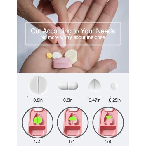 DUBSTAR Small Pill Cutter, Pill Cutter Splitter for Small and Tiny Pills, Portable Pretty Pill Cutters for Large Pills, Cuts Vitamins Tablets for Purse Pocket (Pill Cutter, Blue)