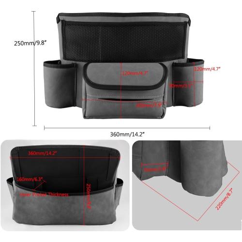 Car Organizer, Leather Large Capacity Car Purse Holder Between Seats, Seat Back Net Bag Double-sided Tissue Storage Handbag Holder Car Divider (Black)