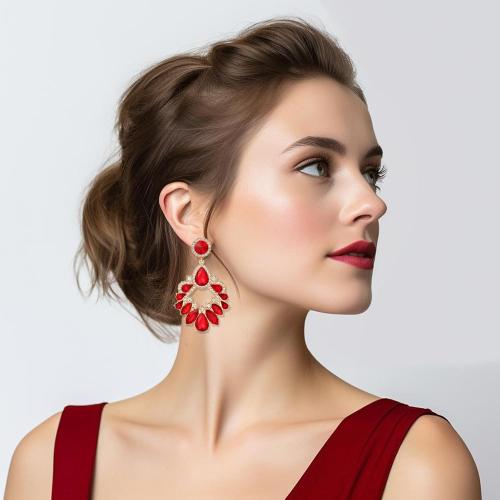 Fashion Rhinestone Statement Drop Dangle Earrings Large Colorful Crystal Chandelier Earrings for Women Bridal Wedding Party Prom