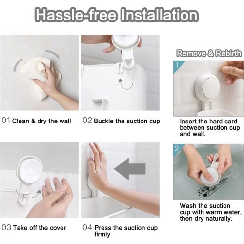 Plastic Shower Caddy Suction Cup Shower Organizer Basket Bath Shelf, Strong Suction Power Bathroom Caddies with Fence Hooks, Kitchen Rack, Waterproof, Oilproof, Reusable, for Shampoo, Gel
