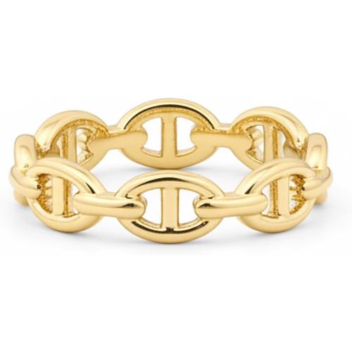 PAVOI Waterproof Link Ring - 14K Gold Plated Link Chain Ring for Women - Stackable Stainless Steel Thin Trendy Jewelry