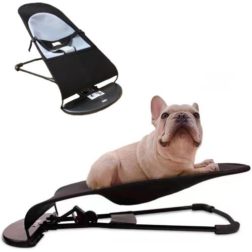 Dog Rocking Chair, Portable Cat Rocking Chair, Pet Dog Bed Cat Sofa, Foldable Rocking Chair Small Pet Rocker for Pets up to 30 lbs (Black)