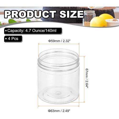 PATIKIL 4.7oz Plastic Spice Jars with Shaker Lids, 4 Pcs Refillable Empty Seasoning Containers Bottle with Label Marker Pen for Storing Spice Salt Herbs Powders Condiment, Clear