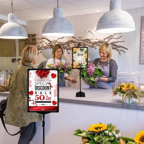 Adjustable Sign Holder Poster Stand, 8.5 x 11 Inch Frame Sign Stand for Display, Vertical and Horizontal View (Black, 2 Pack)