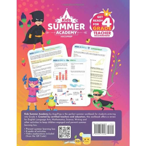 Kids Summer Academy by ArgoPrep - Grades 3-4: 8 Weeks of Math, Reading, Science, Logic, Fitness and Yoga | Online Access Included | Prevent Summer Learning Loss