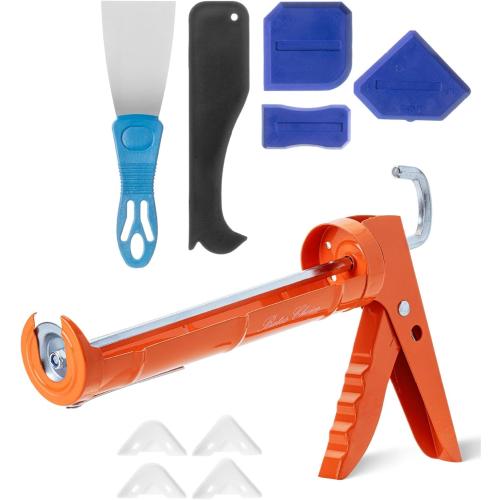 Bates- Caulk Gun Kit, 10:1 Thrust Ratio, Caulking Gun, Caulk Remover Tool, 2 Inch Stainless Steel Putty Knife Scraper, Finishing, Smoothing & Grout Removal Tool, Caulking Tool Kit